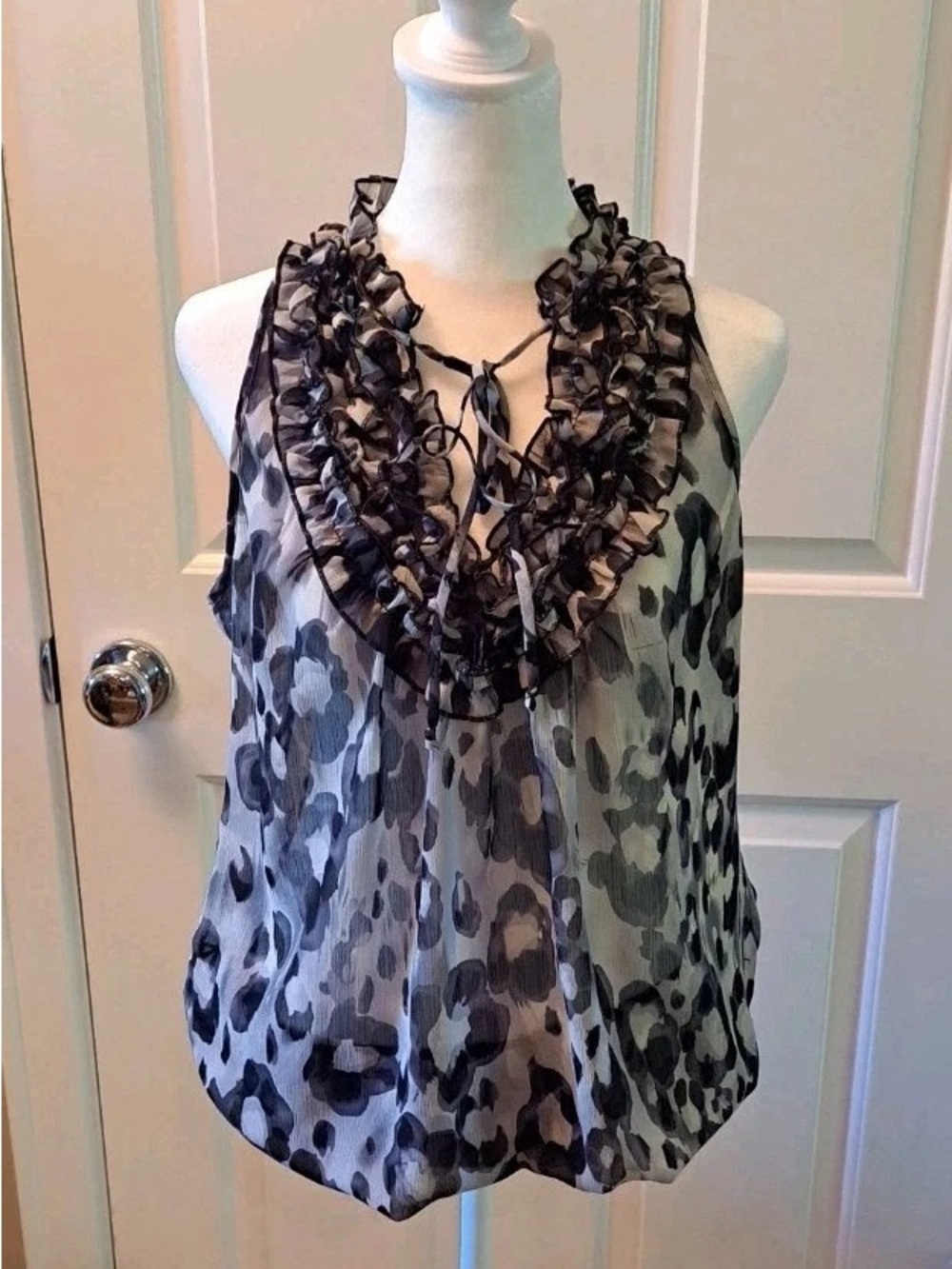 Charlotte Russe Black and Gray Ruffled Halter Tank Top